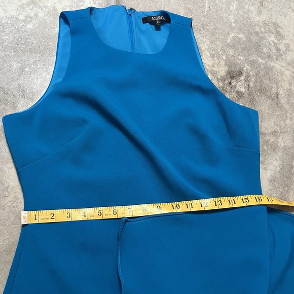 Badgley Mischka Dress Womens 14 Bright Aqua Ruffle Gown High Neck Maxi Turquoise - Picture 3 of 9